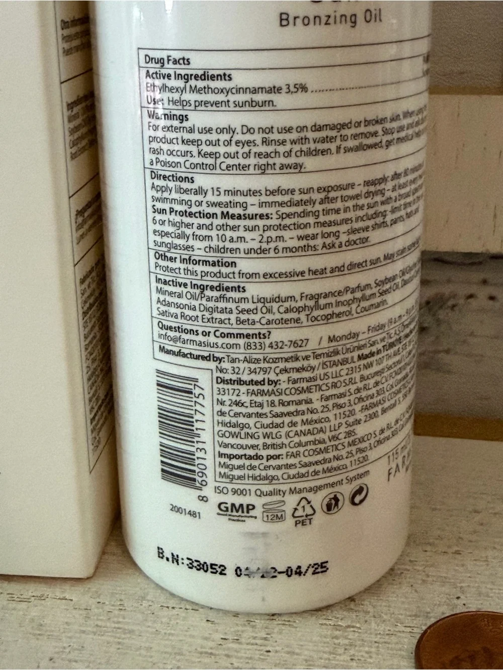 Farmasi Dr C Tuna Bronzing Sun Oil 6 SPF Spray 115 ml/ 3.9oz New In Box